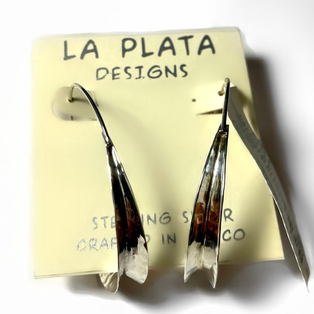 🧚‍♀️ LA PLATA Sterling Silver Half Hoop Earrings T.J. Max Jewelry Counter 🧚‍♀️